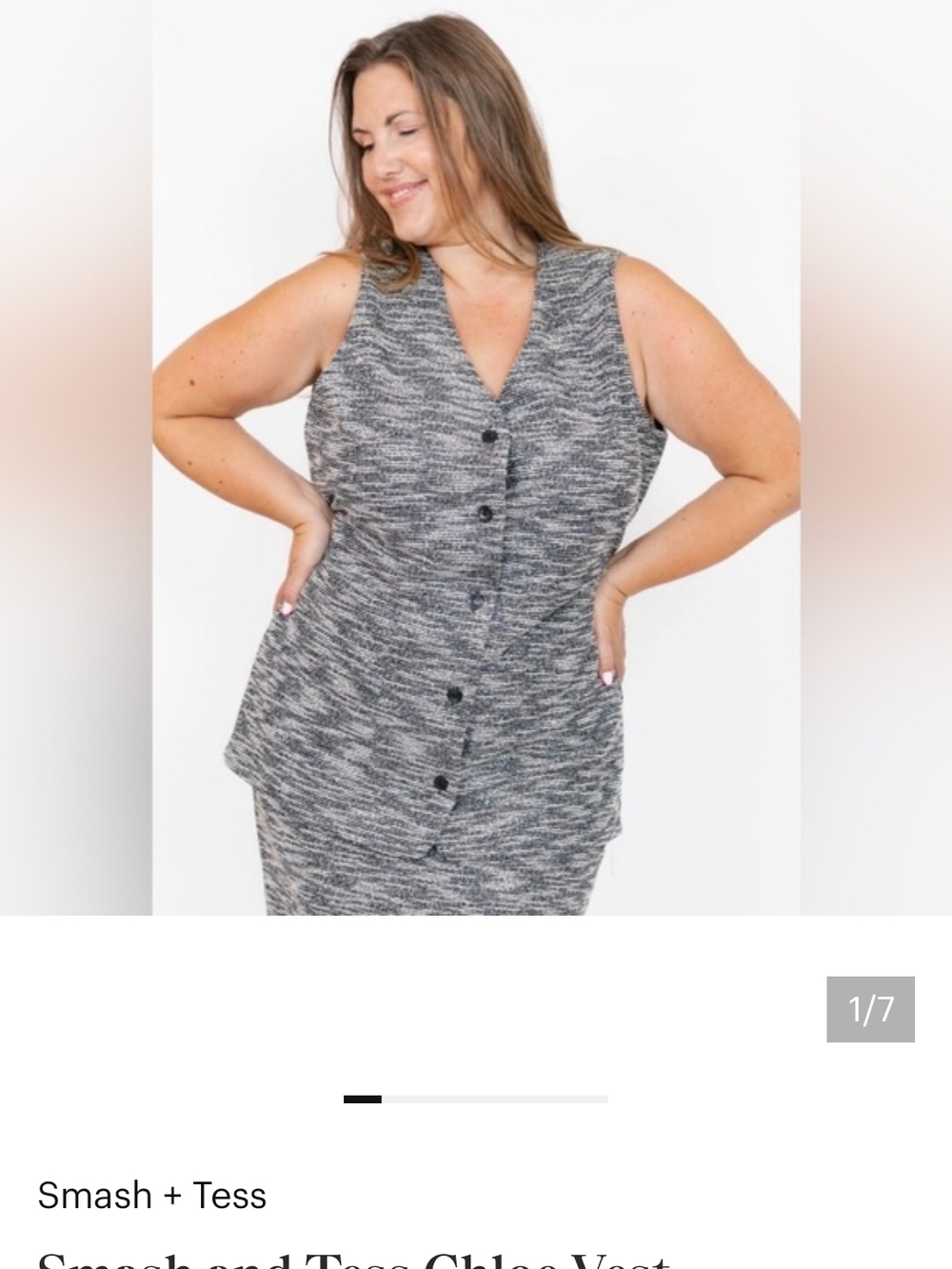 Smash + Tess Black and White Chloe Marled Button-Front Vest